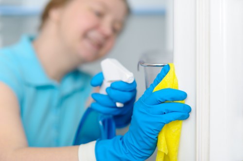Final detail cleaning after renovation in a shop or office space in Brent