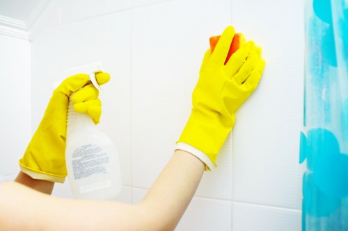 Local cleaning team working in a Brent flat before move in