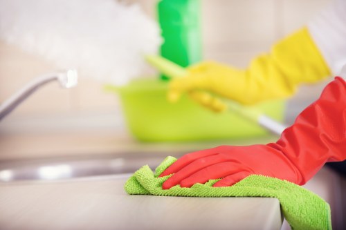 Kitchen and bathroom cleaning tasks in a Brent property